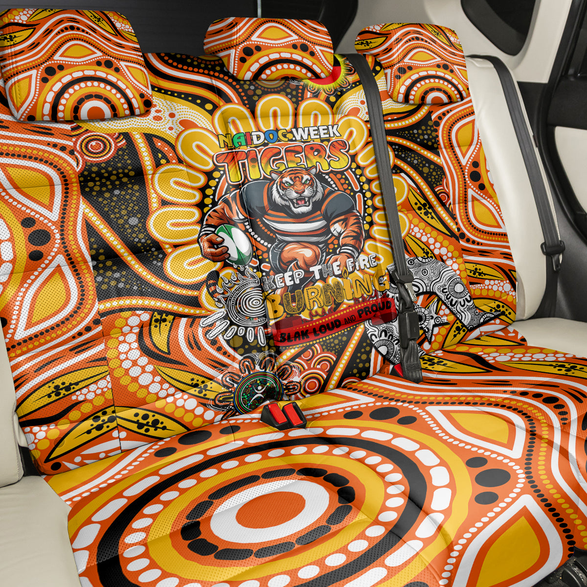 NAIDOC Week 2024 Tigers Back Car Seat Cover Mascot Rugby