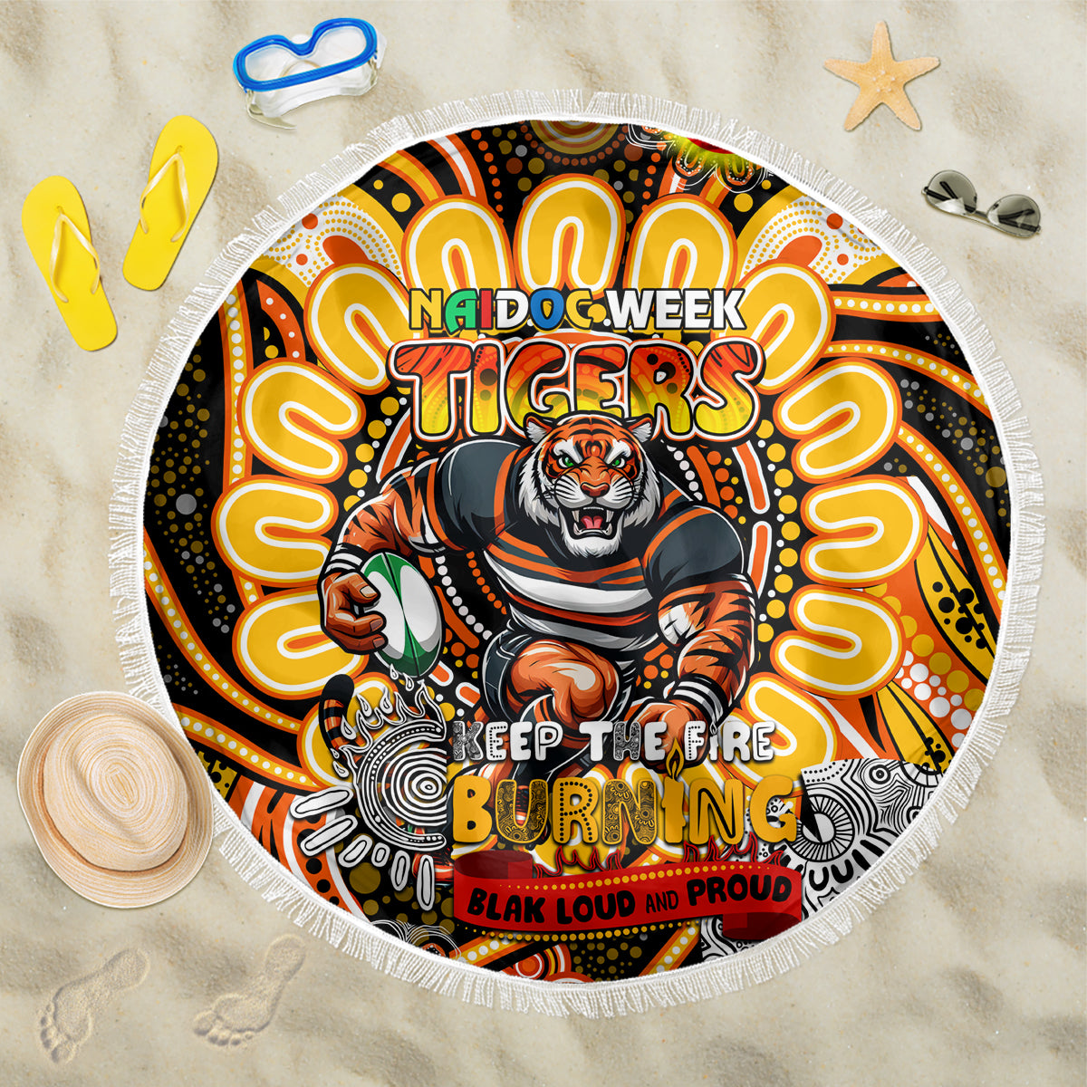 NAIDOC Week 2024 Tigers Beach Blanket Mascot Rugby
