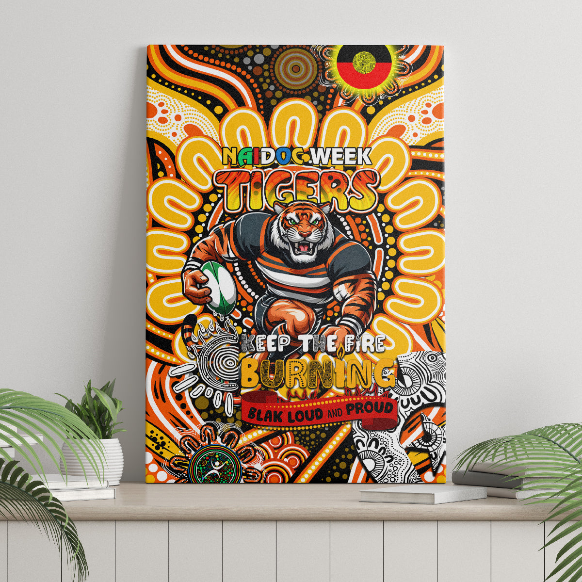 NAIDOC Week 2024 Tigers Canvas Wall Art Mascot Rugby