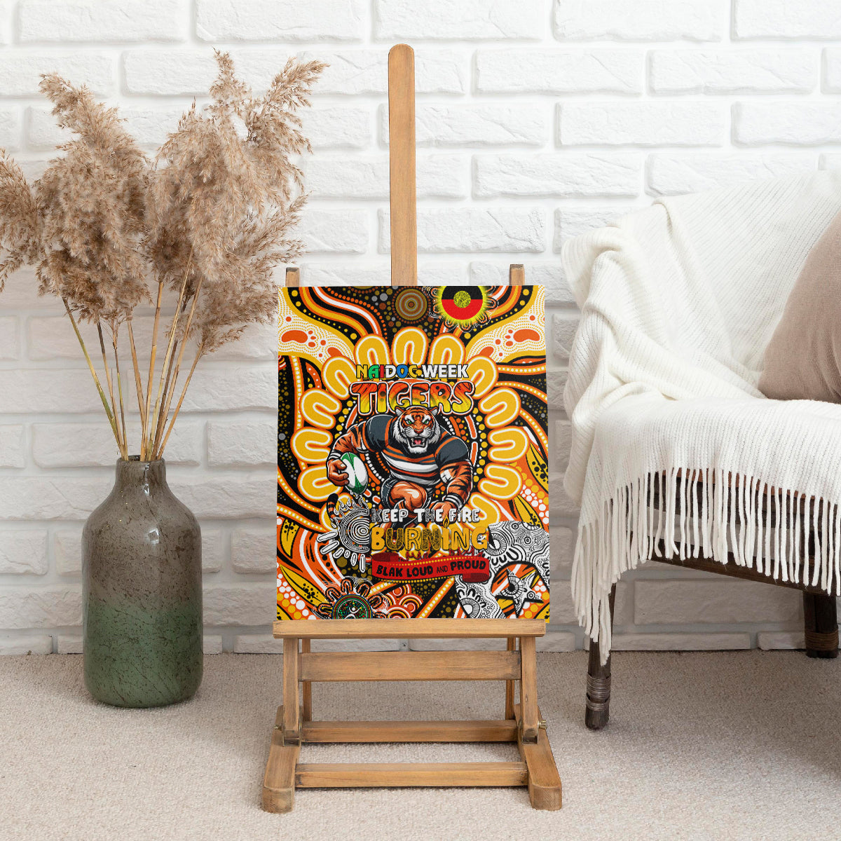 NAIDOC Week 2024 Tigers Canvas Wall Art Mascot Rugby