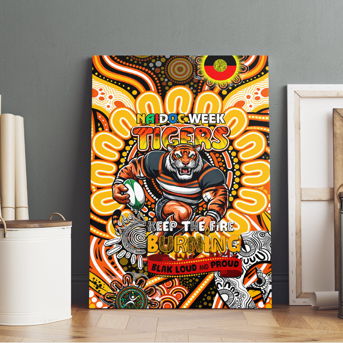 NAIDOC Week 2024 Tigers Canvas Wall Art Mascot Rugby