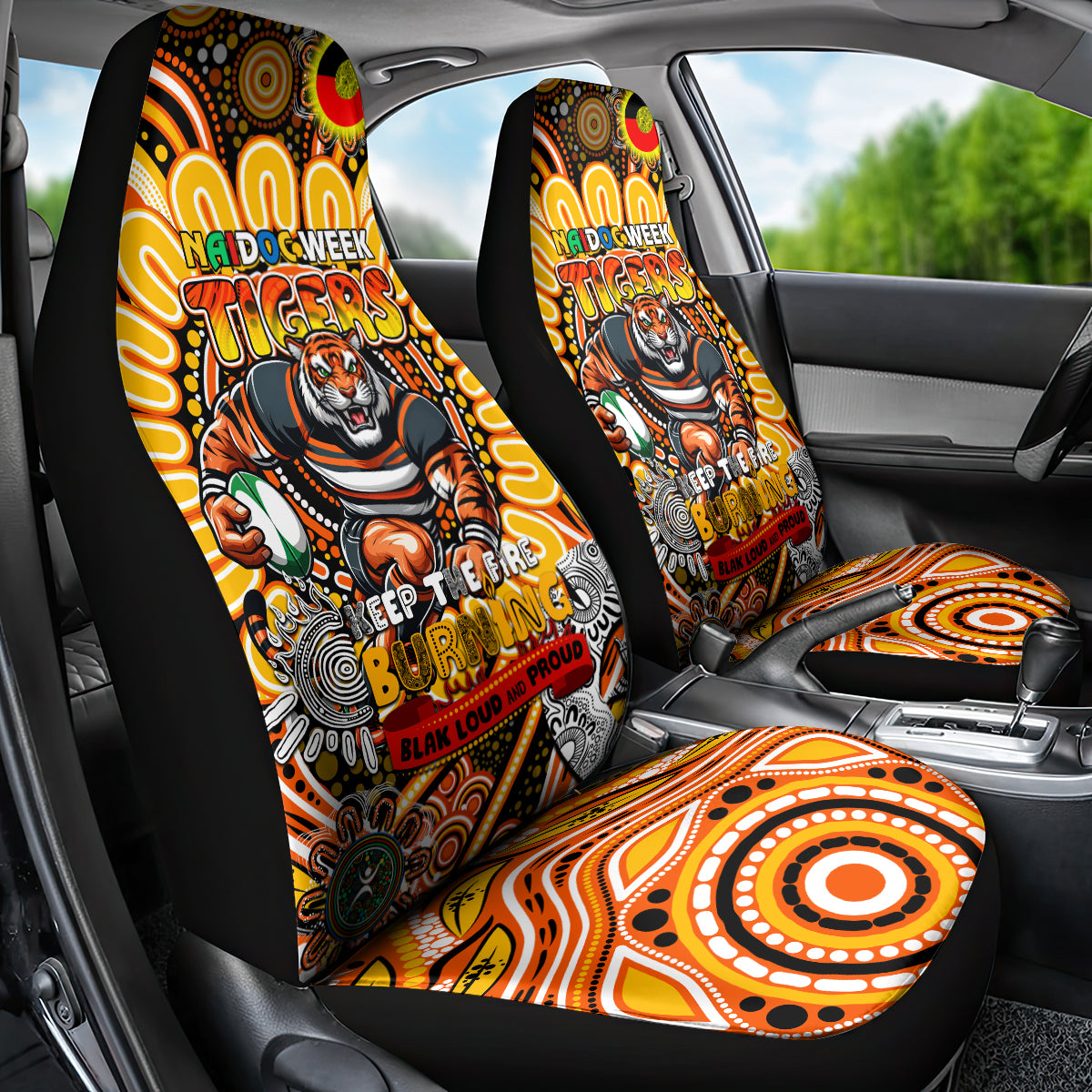 NAIDOC Week 2024 Tigers Car Seat Cover Mascot Rugby