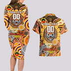 Custom NAIDOC Week 2024 Tigers Couples Matching Long Sleeve Bodycon Dress and Hawaiian Shirt Mascot Rugby