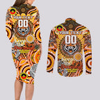 Custom NAIDOC Week 2024 Tigers Couples Matching Long Sleeve Bodycon Dress and Long Sleeve Button Shirt Mascot Rugby