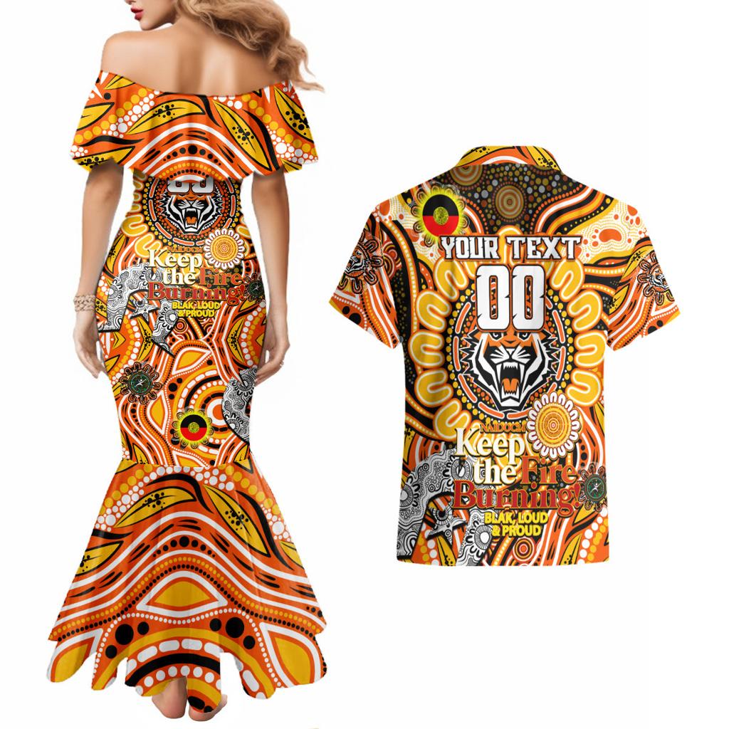 Custom NAIDOC Week 2024 Tigers Couples Matching Mermaid Dress and Hawaiian Shirt Mascot Rugby