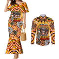 Custom NAIDOC Week 2024 Tigers Couples Matching Mermaid Dress and Long Sleeve Button Shirt Mascot Rugby