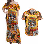 Custom NAIDOC Week 2024 Tigers Couples Matching Off Shoulder Maxi Dress and Hawaiian Shirt Mascot Rugby