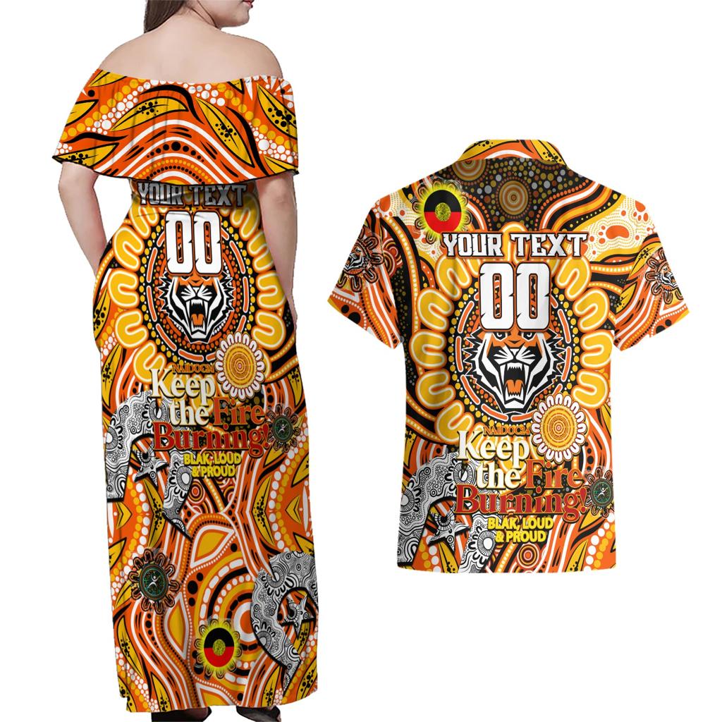 Custom NAIDOC Week 2024 Tigers Couples Matching Off Shoulder Maxi Dress and Hawaiian Shirt Mascot Rugby