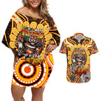 Custom NAIDOC Week 2024 Tigers Couples Matching Off Shoulder Short Dress and Hawaiian Shirt Mascot Rugby