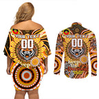 Custom NAIDOC Week 2024 Tigers Couples Matching Off Shoulder Short Dress and Long Sleeve Button Shirt Mascot Rugby