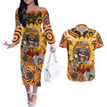 Custom NAIDOC Week 2024 Tigers Couples Matching Off The Shoulder Long Sleeve Dress and Hawaiian Shirt Mascot Rugby