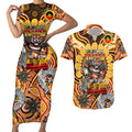 Custom NAIDOC Week 2024 Tigers Couples Matching Short Sleeve Bodycon Dress and Hawaiian Shirt Mascot Rugby