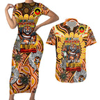 Custom NAIDOC Week 2024 Tigers Couples Matching Short Sleeve Bodycon Dress and Hawaiian Shirt Mascot Rugby
