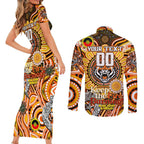 Custom NAIDOC Week 2024 Tigers Couples Matching Short Sleeve Bodycon Dress and Long Sleeve Button Shirt Mascot Rugby