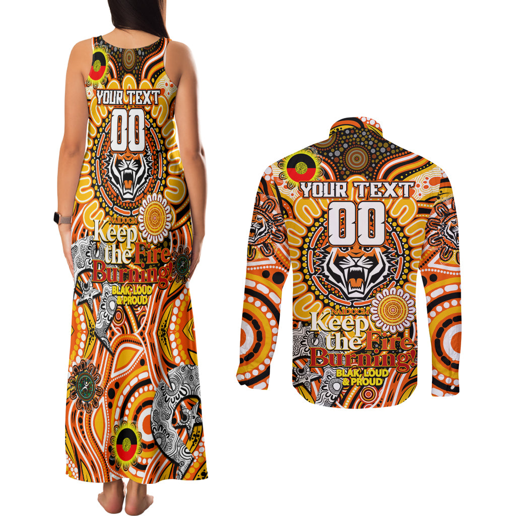 Custom NAIDOC Week 2024 Tigers Couples Matching Tank Maxi Dress and Long Sleeve Button Shirt Mascot Rugby