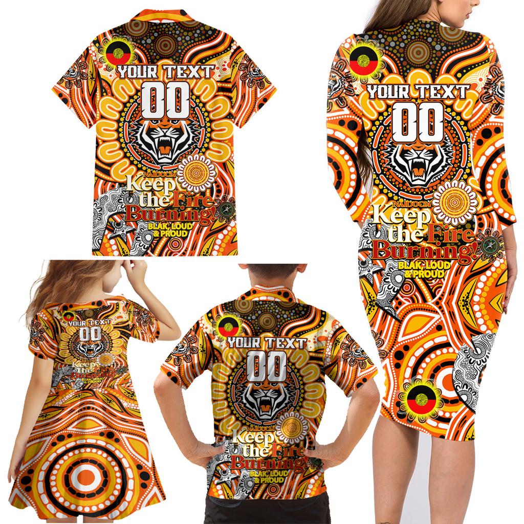 Custom NAIDOC Week 2024 Tigers Family Matching Long Sleeve Bodycon Dress and Hawaiian Shirt Mascot Rugby