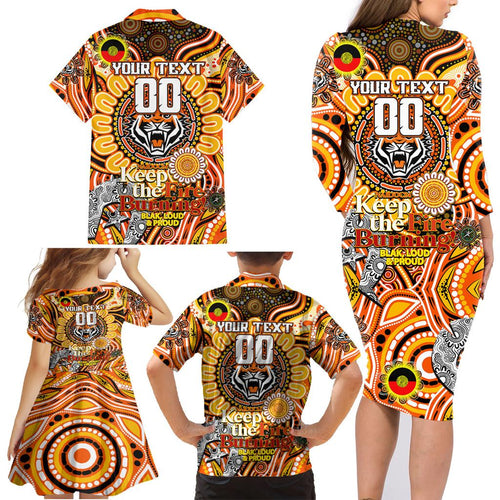 Custom NAIDOC Week 2024 Tigers Family Matching Long Sleeve Bodycon Dress and Hawaiian Shirt Mascot Rugby