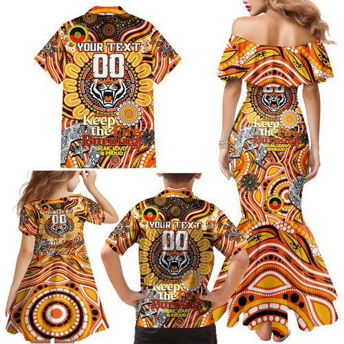 Custom NAIDOC Week 2024 Tigers Family Matching Mermaid Dress and Hawaiian Shirt Mascot Rugby