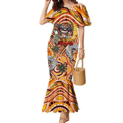 Custom NAIDOC Week 2024 Tigers Family Matching Mermaid Dress and Hawaiian Shirt Mascot Rugby