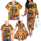 Custom NAIDOC Week 2024 Tigers Family Matching Off The Shoulder Long Sleeve Dress and Hawaiian Shirt Mascot Rugby