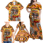 Custom NAIDOC Week 2024 Tigers Family Matching Off Shoulder Maxi Dress and Hawaiian Shirt Mascot Rugby