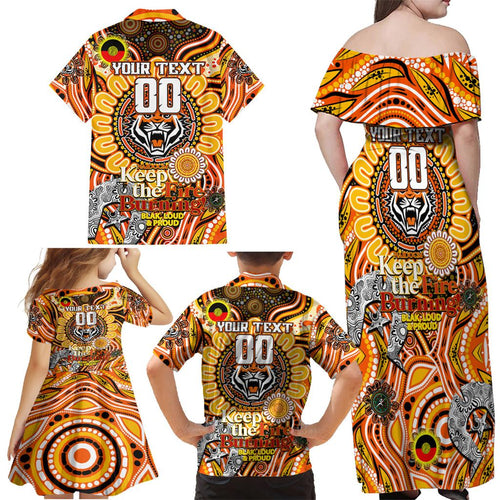 Custom NAIDOC Week 2024 Tigers Family Matching Off Shoulder Maxi Dress and Hawaiian Shirt Mascot Rugby