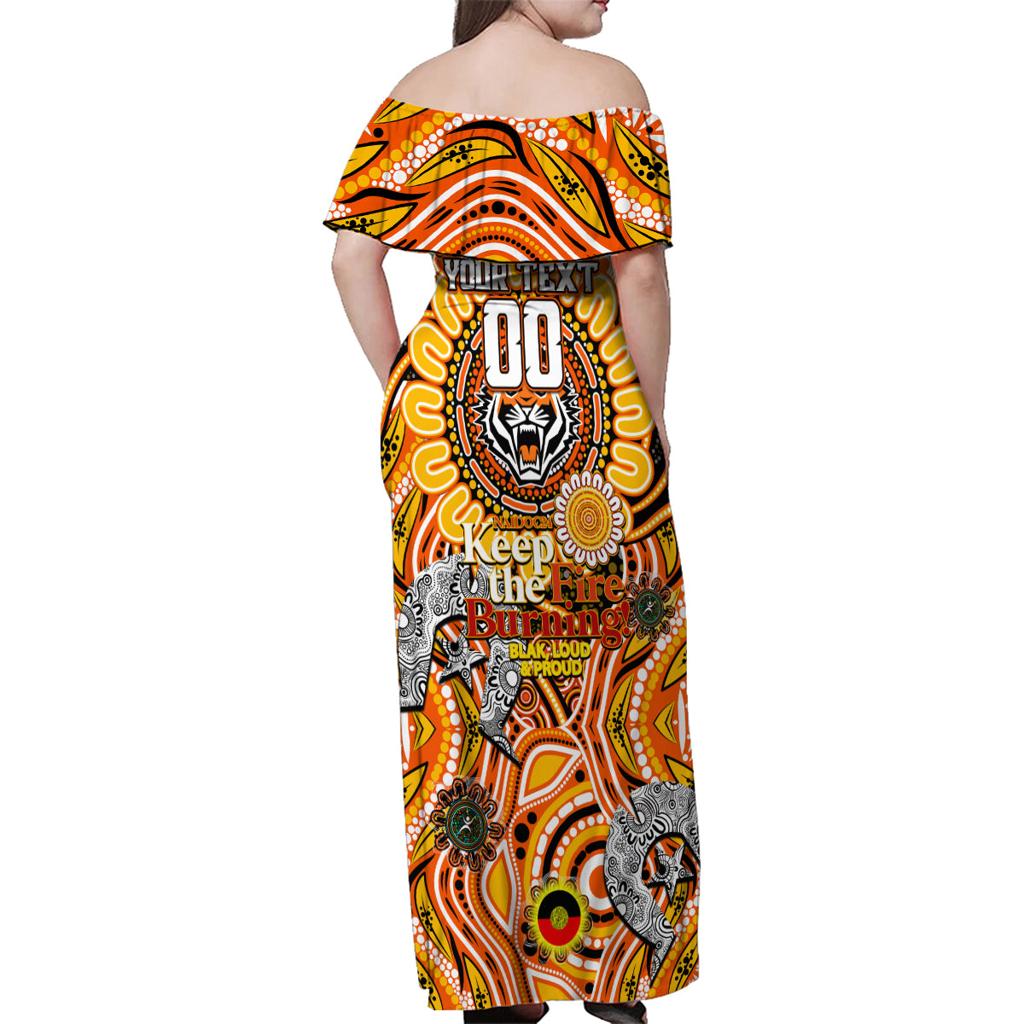 Custom NAIDOC Week 2024 Tigers Family Matching Off Shoulder Maxi Dress and Hawaiian Shirt Mascot Rugby