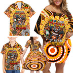 Custom NAIDOC Week 2024 Tigers Family Matching Off Shoulder Short Dress and Hawaiian Shirt Mascot Rugby