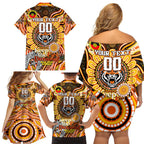 Custom NAIDOC Week 2024 Tigers Family Matching Off Shoulder Short Dress and Hawaiian Shirt Mascot Rugby