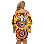 Custom NAIDOC Week 2024 Tigers Family Matching Off Shoulder Short Dress and Hawaiian Shirt Mascot Rugby