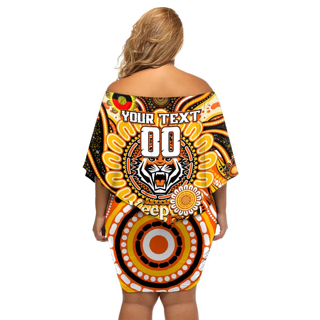 Custom NAIDOC Week 2024 Tigers Family Matching Off Shoulder Short Dress and Hawaiian Shirt Mascot Rugby