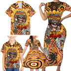 Custom NAIDOC Week 2024 Tigers Family Matching Short Sleeve Bodycon Dress and Hawaiian Shirt Mascot Rugby