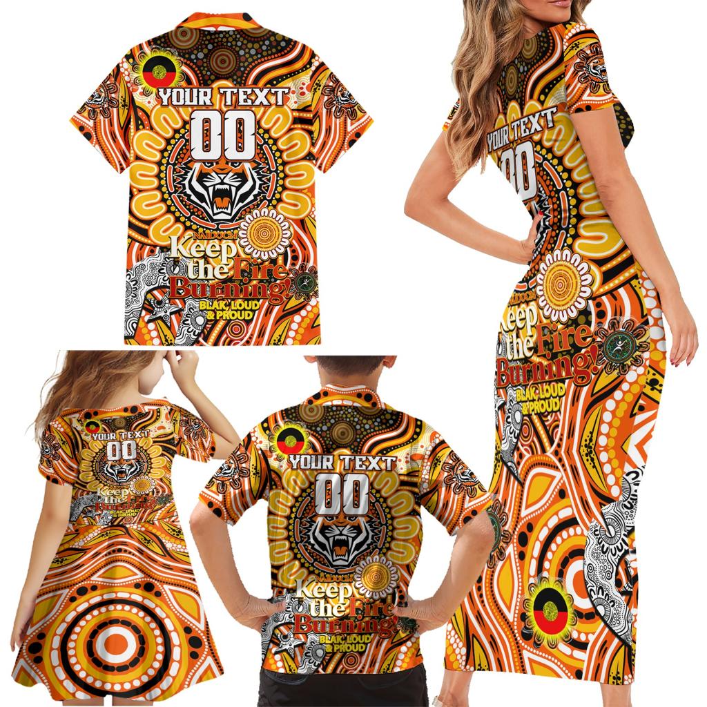 Custom NAIDOC Week 2024 Tigers Family Matching Short Sleeve Bodycon Dress and Hawaiian Shirt Mascot Rugby
