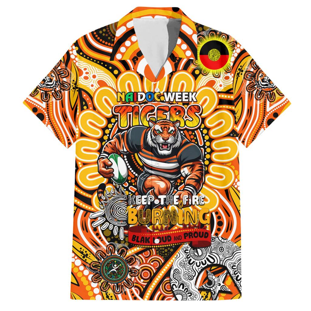Custom NAIDOC Week 2024 Tigers Family Matching Short Sleeve Bodycon Dress and Hawaiian Shirt Mascot Rugby