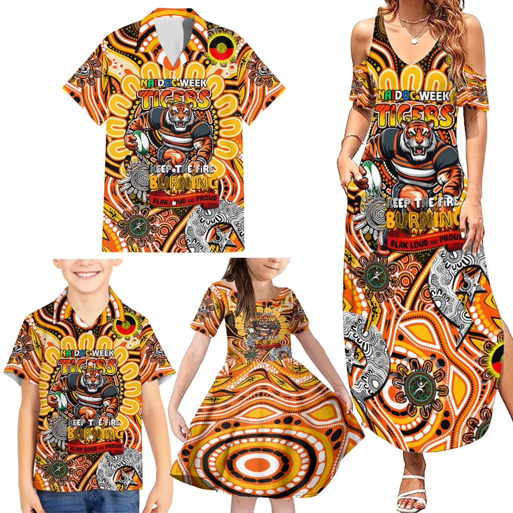 Custom NAIDOC Week 2024 Tigers Family Matching Summer Maxi Dress and Hawaiian Shirt Mascot Rugby