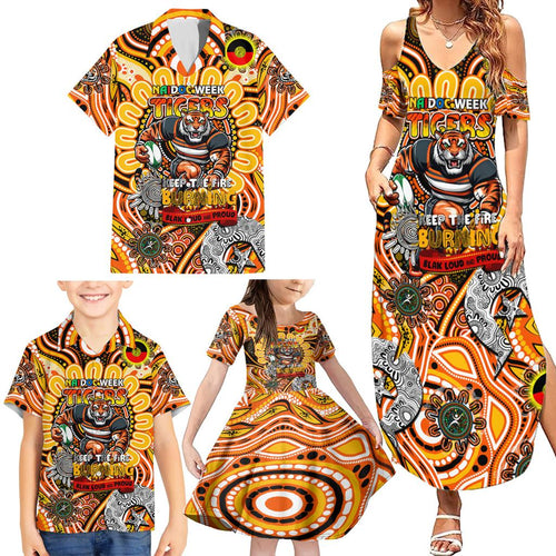 Custom NAIDOC Week 2024 Tigers Family Matching Summer Maxi Dress and Hawaiian Shirt Mascot Rugby