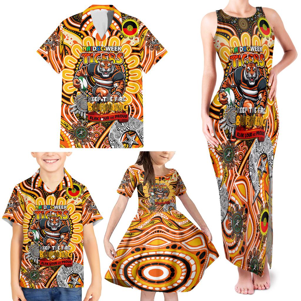 Custom NAIDOC Week 2024 Tigers Family Matching Tank Maxi Dress and Hawaiian Shirt Mascot Rugby