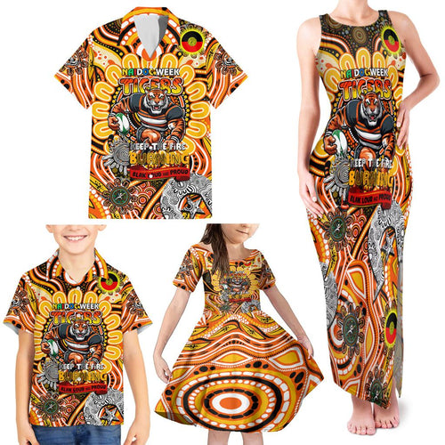 Custom NAIDOC Week 2024 Tigers Family Matching Tank Maxi Dress and Hawaiian Shirt Mascot Rugby