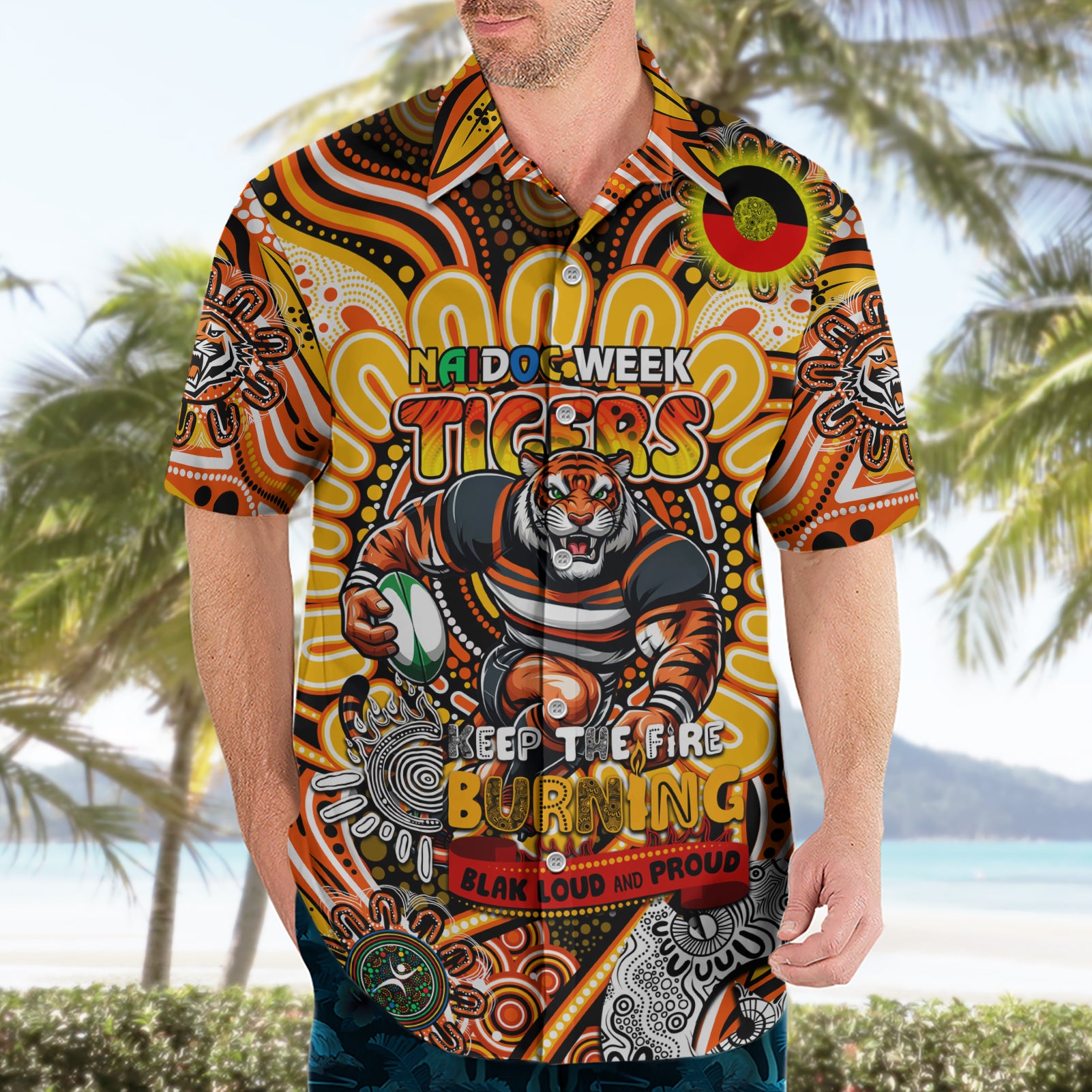Custom NAIDOC Week 2024 Tigers Hawaiian Shirt Mascot Rugby