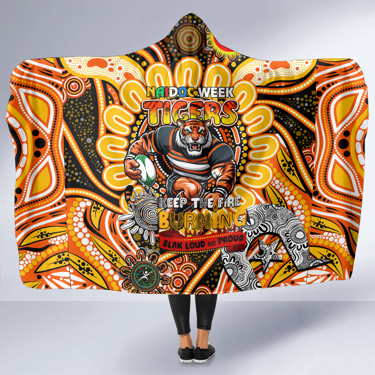 NAIDOC Week 2024 Tigers Hooded Blanket Mascot Rugby