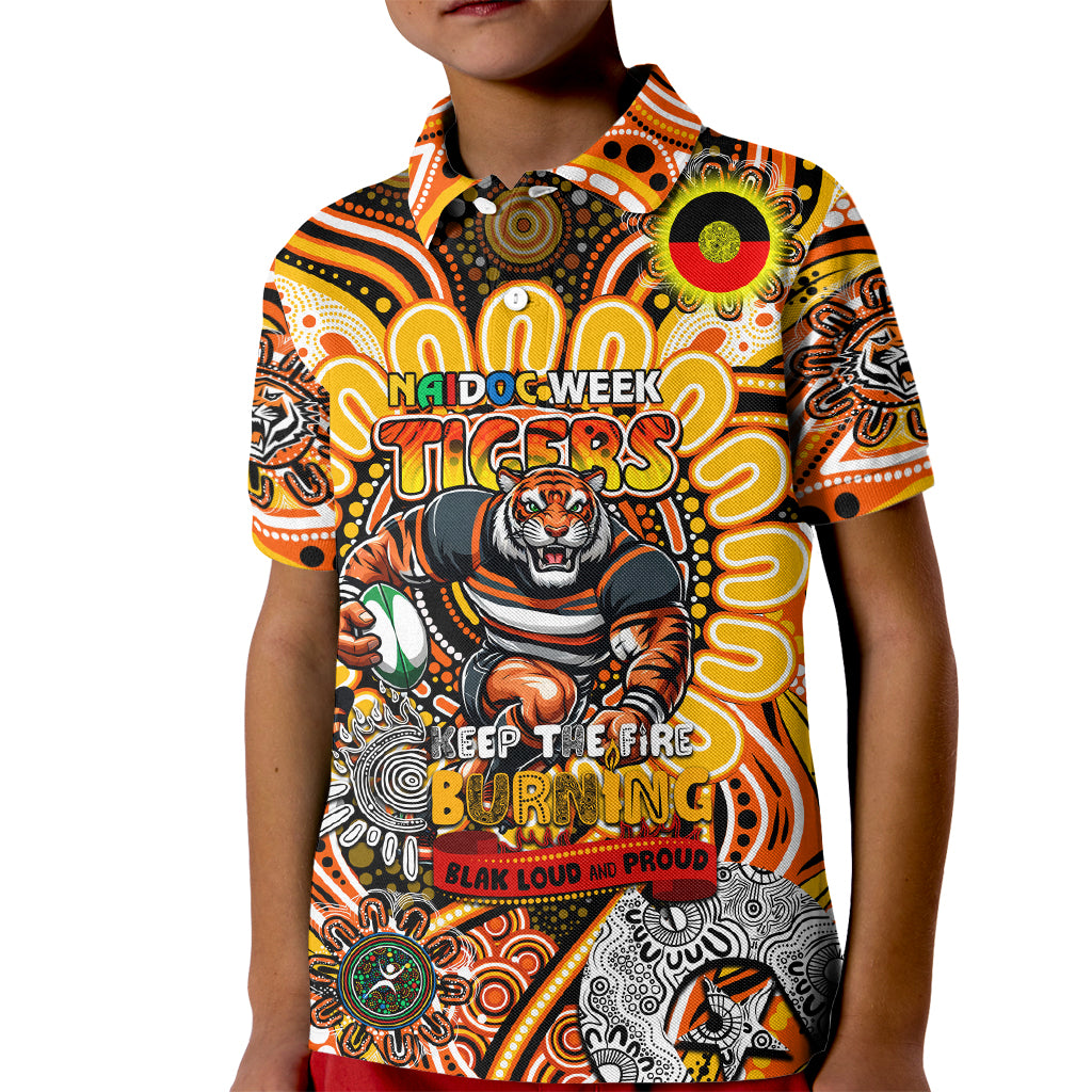 Custom NAIDOC Week 2024 Tigers Kid Polo Shirt Mascot Rugby