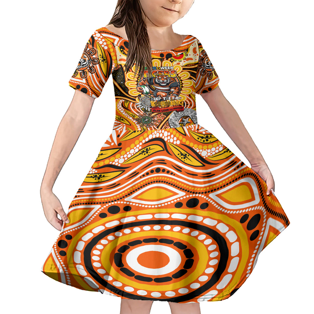 Custom NAIDOC Week 2024 Tigers Kid Short Sleeve Dress Mascot Rugby