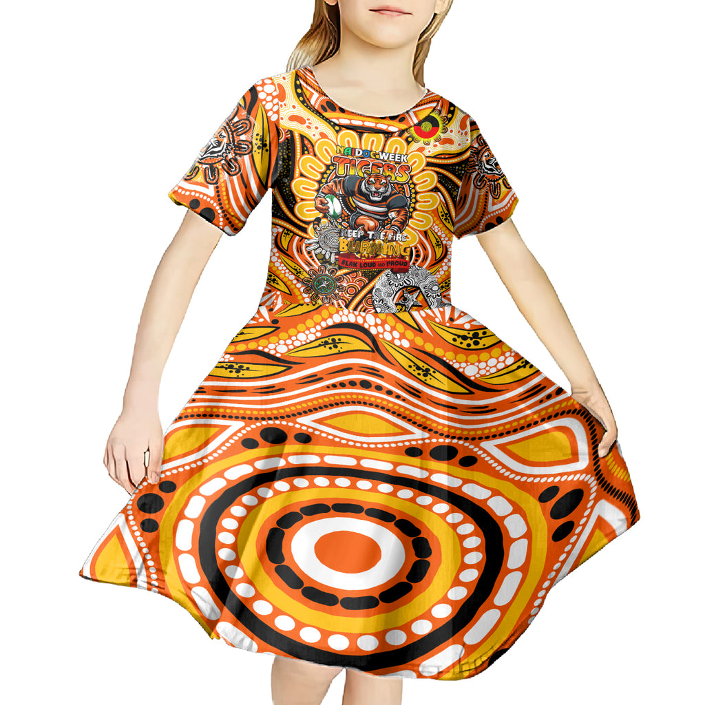 Custom NAIDOC Week 2024 Tigers Kid Short Sleeve Dress Mascot Rugby
