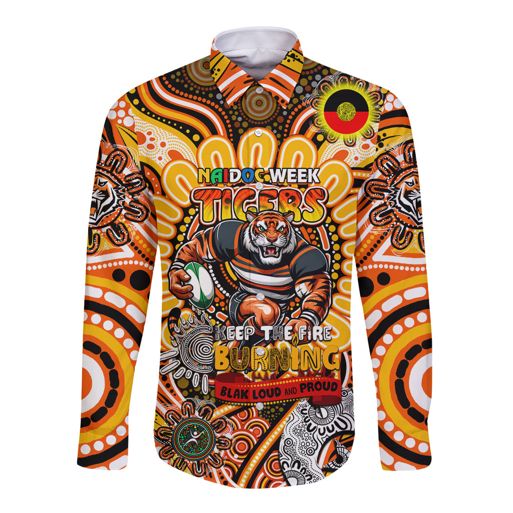 Custom NAIDOC Week 2024 Tigers Long Sleeve Button Shirt Mascot Rugby