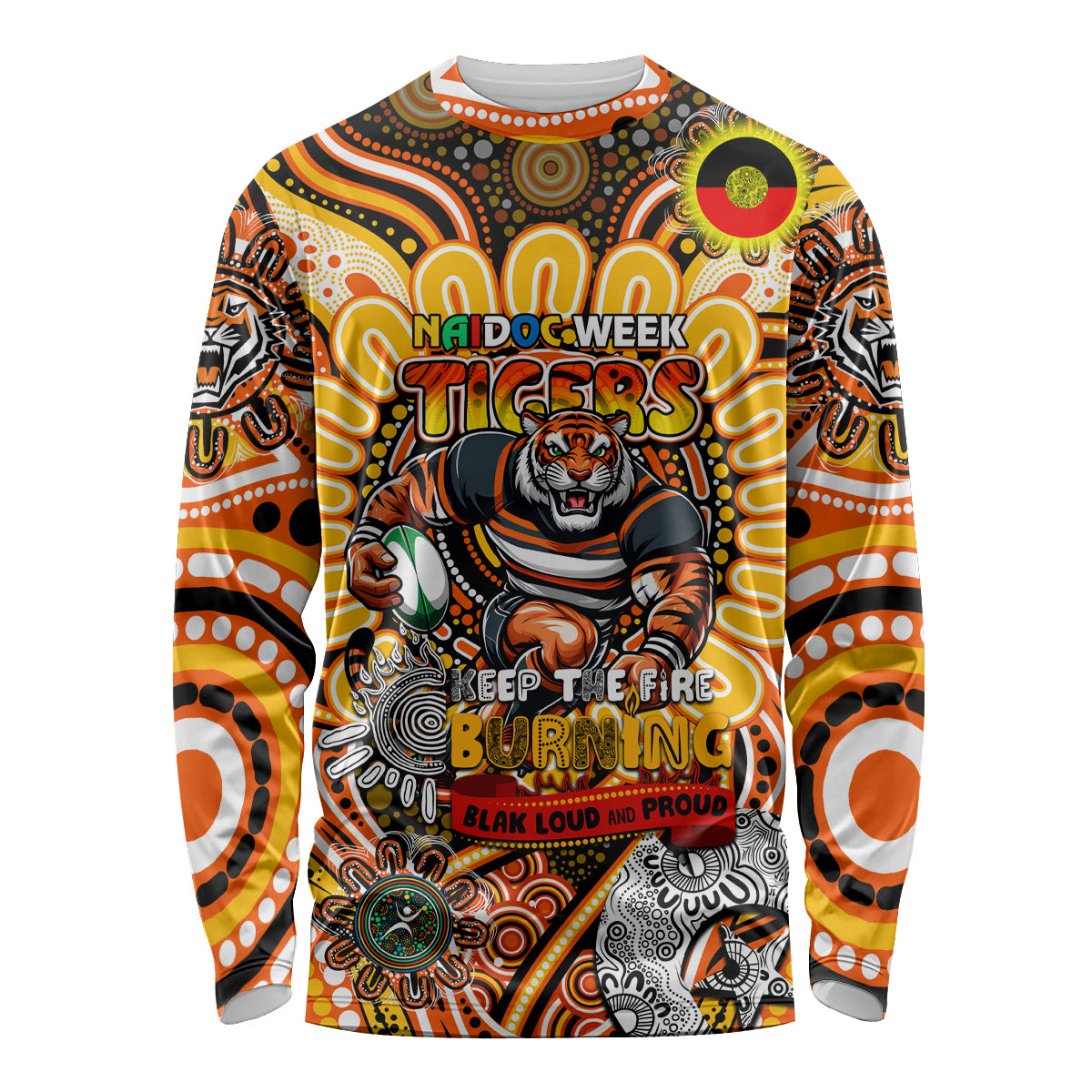 Custom NAIDOC Week 2024 Tigers Long Sleeve Shirt Mascot Rugby