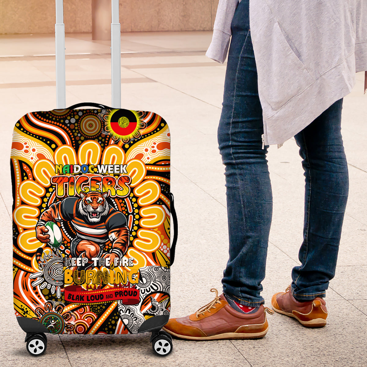 NAIDOC Week 2024 Tigers Luggage Cover Mascot Rugby