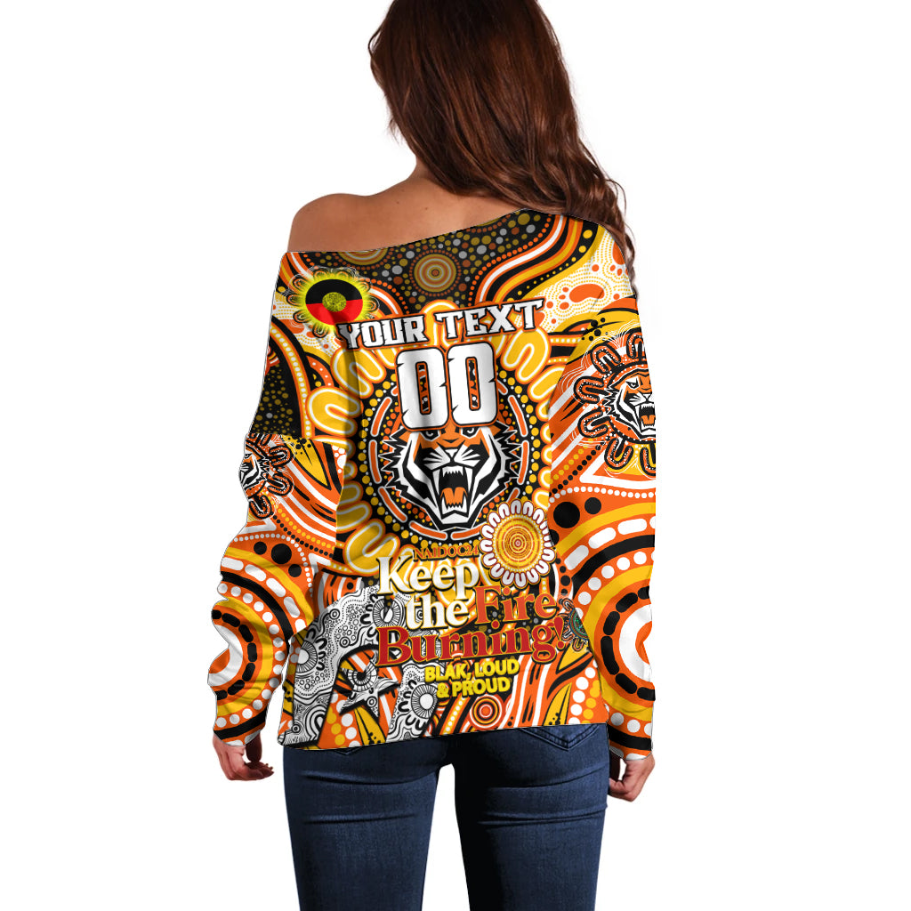 Custom NAIDOC Week 2024 Tigers Off Shoulder Sweater Mascot Rugby