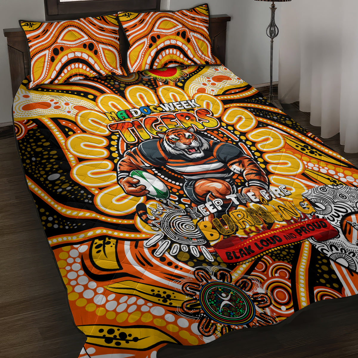 NAIDOC Week 2024 Tigers Quilt Bed Set Mascot Rugby