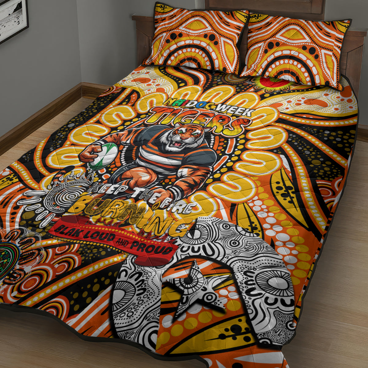 NAIDOC Week 2024 Tigers Quilt Bed Set Mascot Rugby
