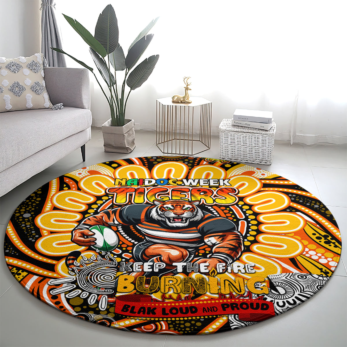 NAIDOC Week 2024 Tigers Round Carpet Mascot Rugby